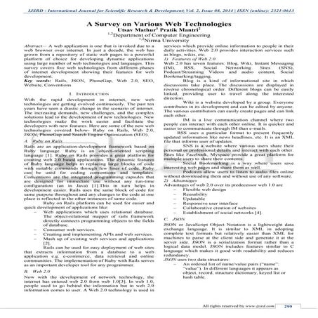 A Survey on Various Web Technologies