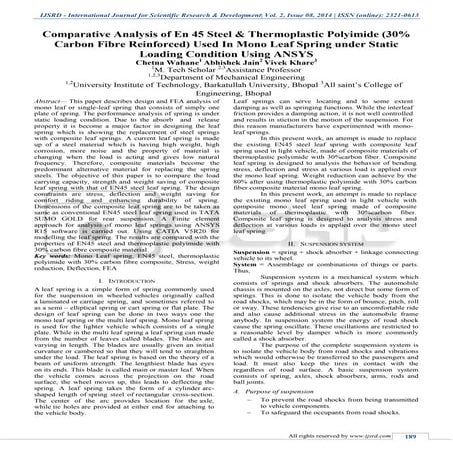 Comparative Analysis of En 45 Steel & Thermoplastic Polyimide (30% Carbon Fib...