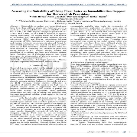 Assessing the Suitability of using Plant Latex as Immobilization Support for ...