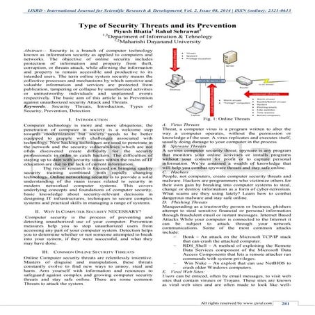 Type of Security Threats and its Prevention