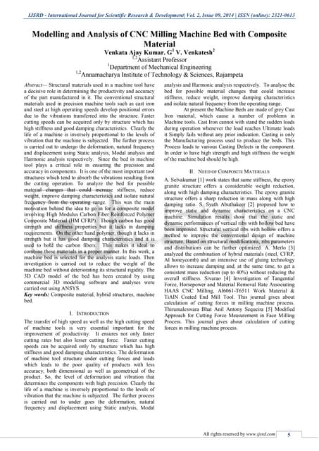 Modelling and Analysis of CNC Milling Machine Bed with Composite Material