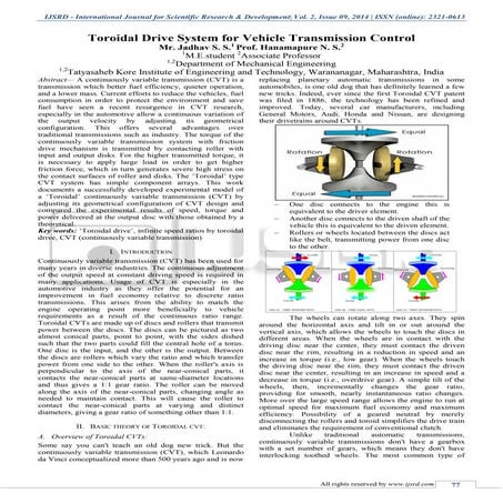Toroidal Drive System for Vehicle Transmission Control