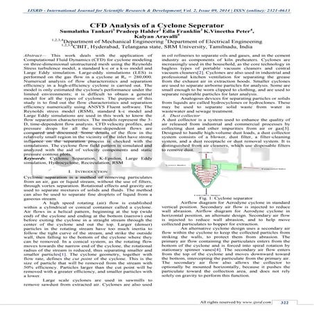CFD Analysis of a Cyclone Seperator