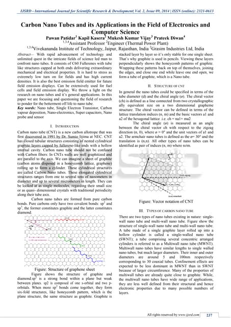 Carbon Nano tubes and its Applications in the Field of Electronics and Comput...