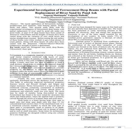EXPERIMENTAL INVESTIGATION OF FERROCEMENT DEEP BEAMS WITH PARTIAL REPLACEMENT...