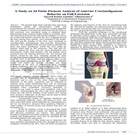 A Study on 3D Finite Element Analysis of Anterior Cruciate Ligament Behavior ...