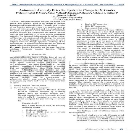 Autonomic Anomaly Detection System in Computer Networks