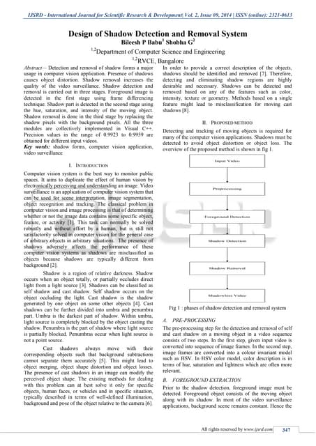 Design of Shadow Detection and Removal System