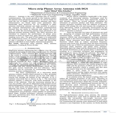 Microstrip Planar Array Antenna with DGS