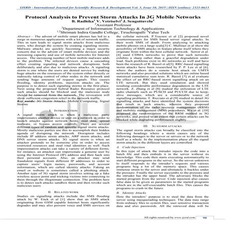 PROTOCOL ANALYSIS TO PREVENT STORM ATTACKS IN 3G MOBILE NETWORKS