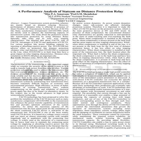 A Performance Analysis of Statcom on Distance Protection Relay