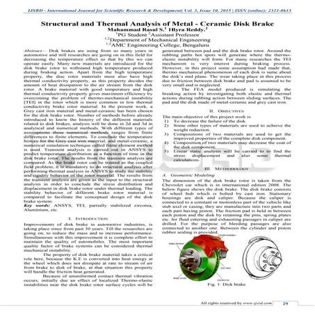 Structural and Thermal Analysis of Metal - Ceramic Disk Brake