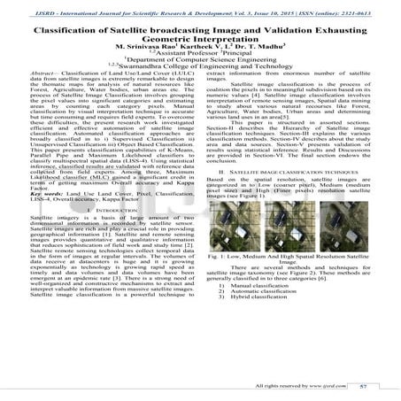 Classification of Satellite broadcasting Image and Validation Exhausting Geom...