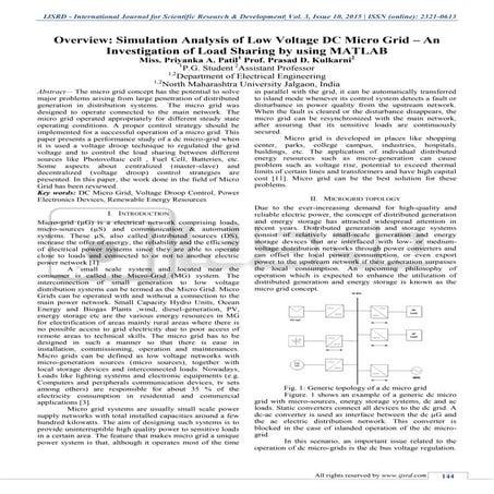 Overview: Simulation Analysis of low voltage DC micro grid - An investigation...