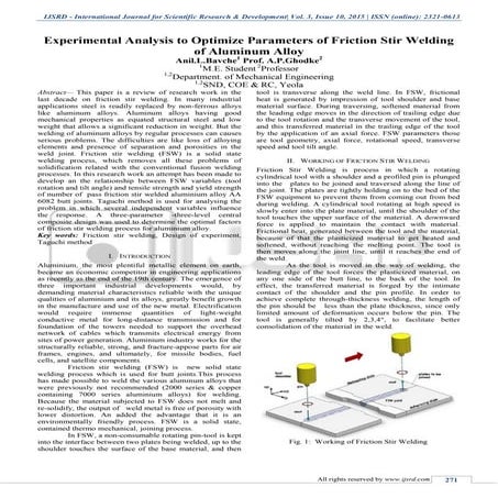 Effect of various process parameters on friction stir welded joint | PDF