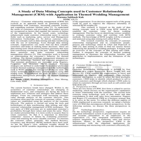 A study of Data Mining concepts used in Customer Relationship Management (CRM...