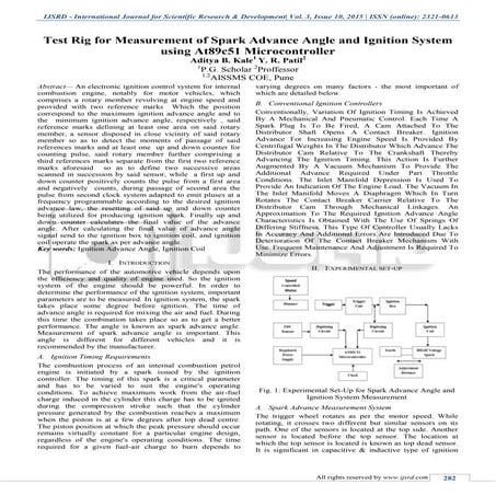 Test Rig for Measurement of Spark Advance Angle and Ignition System Using AT8...