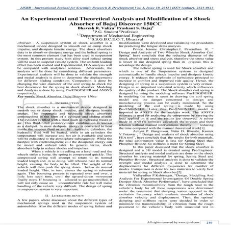 An Experimental and Theoretical Analysis & Modification of a Shock Absorber o...