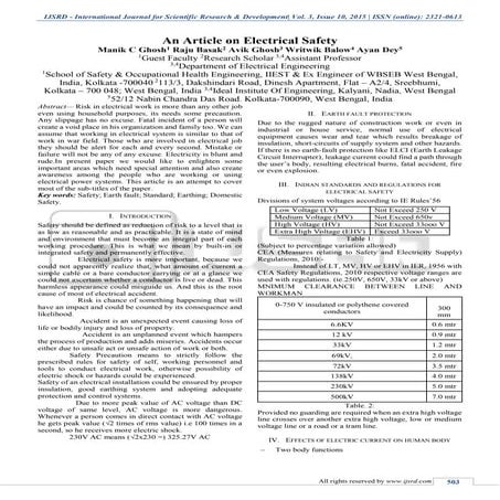 An Article on Electrical Safety