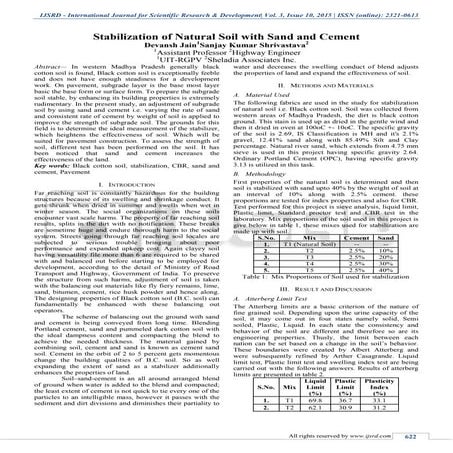 Stabilization of Natural Soil with Sand and Cement