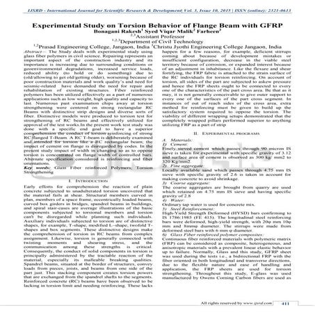 Experimental study on Torsion behavior of Flange beam with GFRP