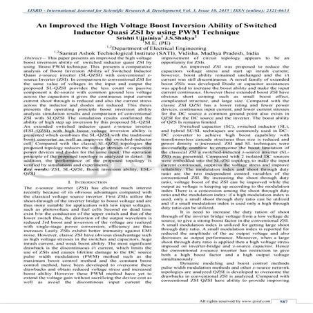 An Improved the High Voltage Boost Inversion Ability of Switched Inductor Qua...