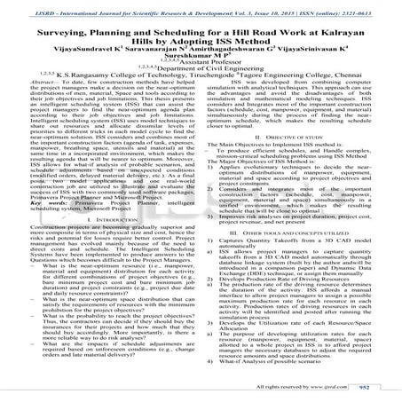 Surveying, Planning and Scheduling For A Hill Road Work at Kalrayan Hills by ...