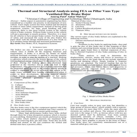 Thermal and Structural Analysis Using Fea on Pillar Vains Type Ventilated Dis...