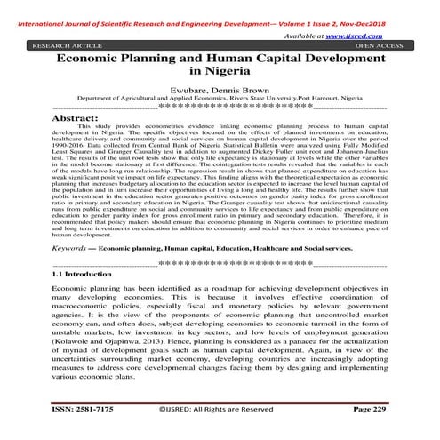 Impact of Economic Growth on Quality of Life in Nigeria | PDF