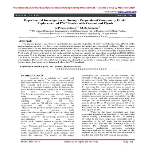 STUDY ON PROPERTIES OF CONCRETE WITH PARTIAL REPLACEMENT OF CEMENT BY ...