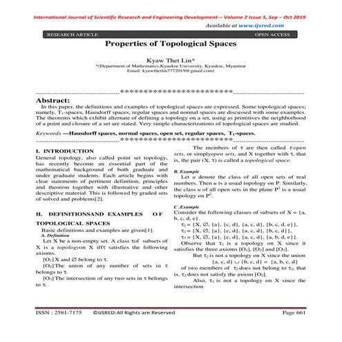 Properties of Topological Spaces