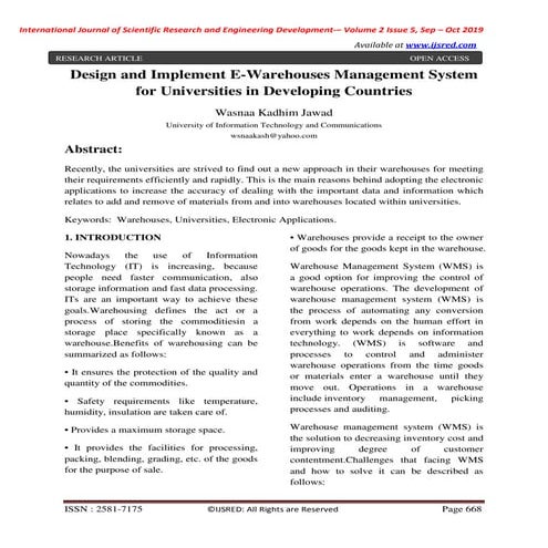 Design and Implement E-Warehouses Management System for Universities in Devel...