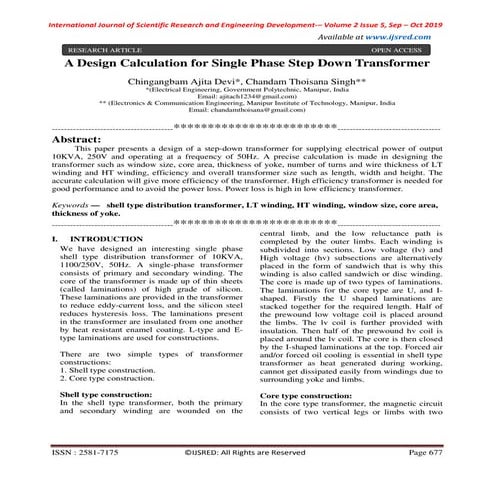 A Design Calculation for Single Phase Step Down Transformer