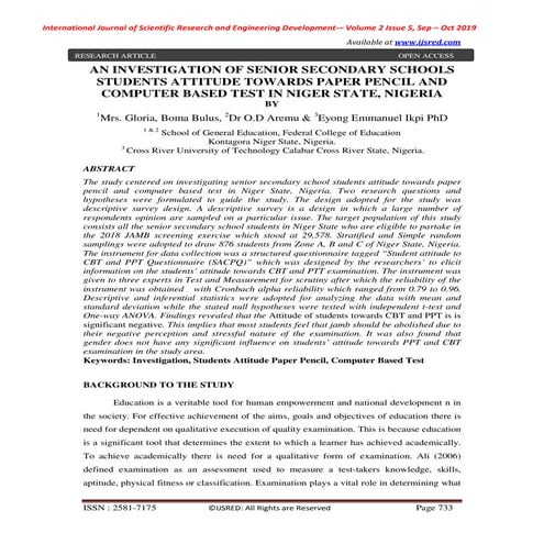 An Investigation of Senior Secondary School Students Attitude Towards Paper P...