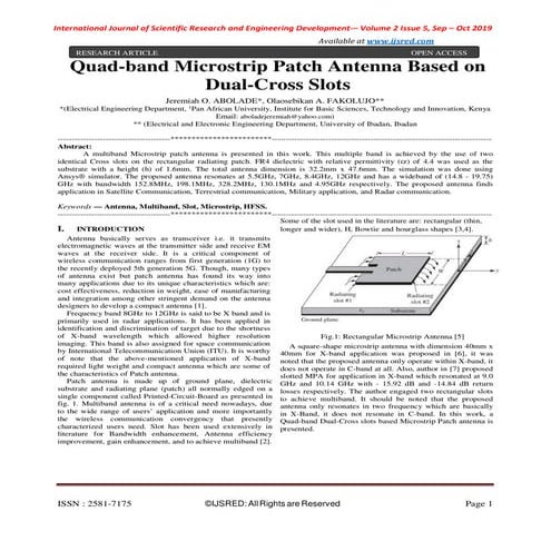 Quad-band Microstrip Patch Antenna Based on Dual-Cross Slots