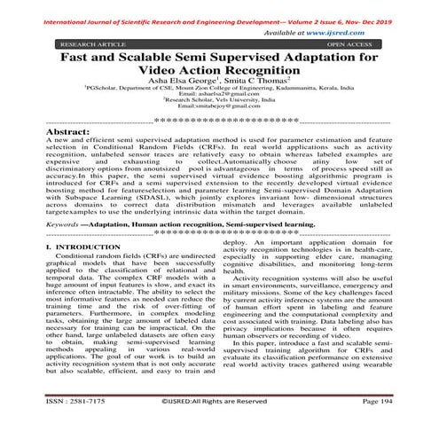 Fast and Scalable Semi Supervised Adaptation For Video Action Recognition