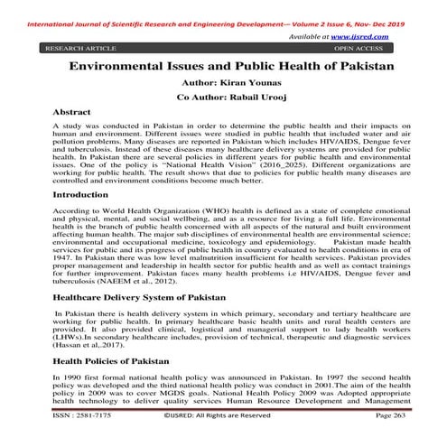 Environmental Issues on Public Health of Pakistan | PDF