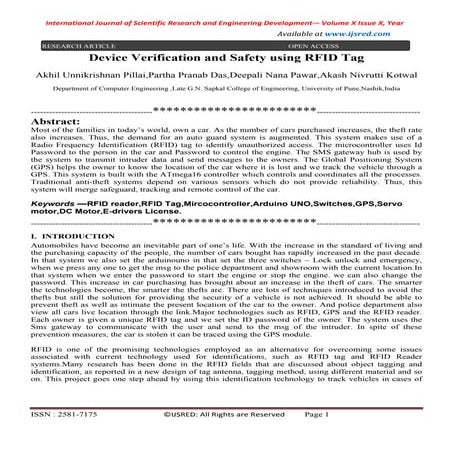 Device Verification and SafetyUsing RFID Tag