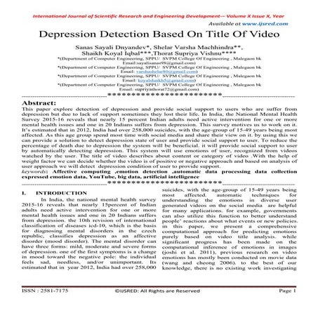 Depression Detection Based On Title Of Video