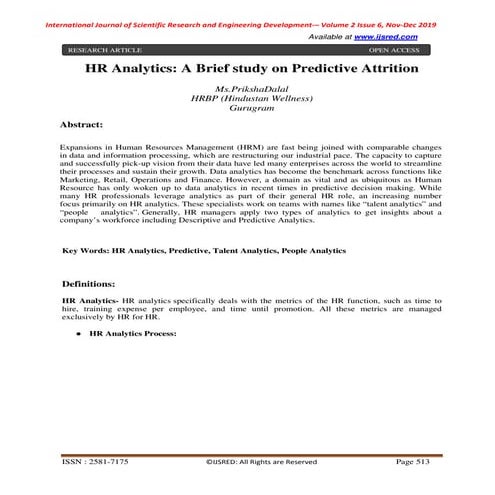 HR Analytics: A Brief study on predictive attrition