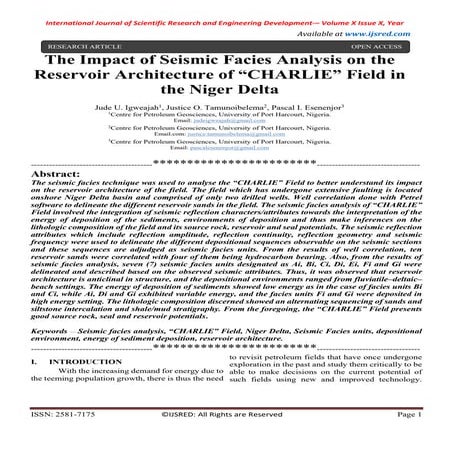 The Impact of Seismic Facies Analysis on the Reservoir Architecture of “CHARL...