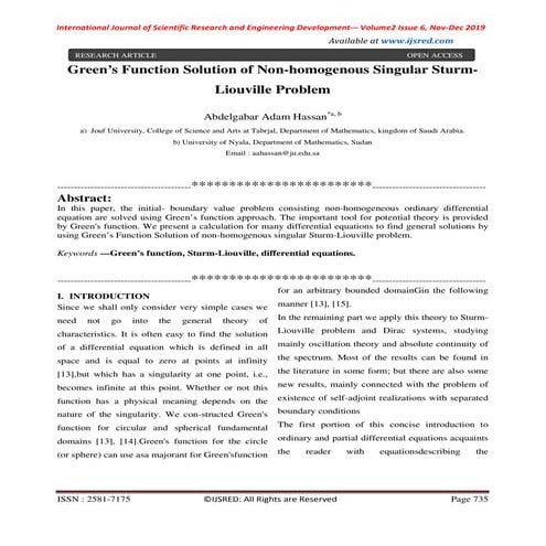 Green’s Function Solution of Non-homogenous Singular Sturm-Liouville Problem