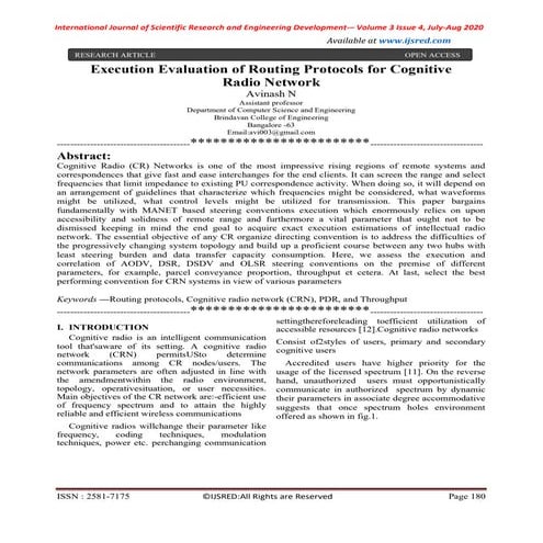 	Execution Evaluation of Routing Protocols for Cognitive Radio Network