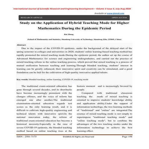 Face To Face and Blended Learning as Strategy in Teaching Mathematics | PDF