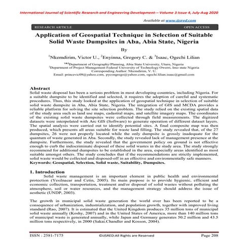 A study Report on Implementation of GIS in Solid Waste Management | PDF