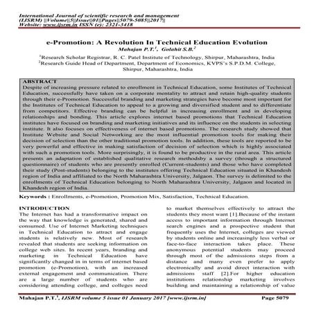 e-Promotion: A Revolution In Technical Education Evolution