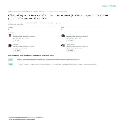 Effect of aqueous extract of Sorghum halepense (L.) Pers.  on germination and...