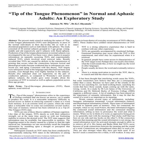 Tip of the tongue phenomenon | PPTX