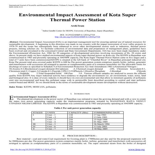 Environmental Impact Assessment of Kota Super Thermal Power Station | PDF
