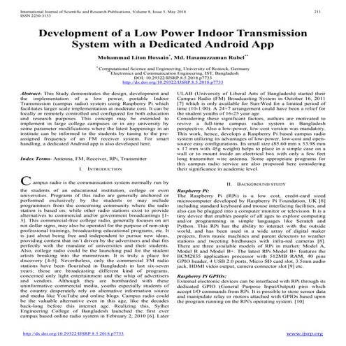 Development of a Low Power Indoor Transmission System with a Dedicated Androi...
